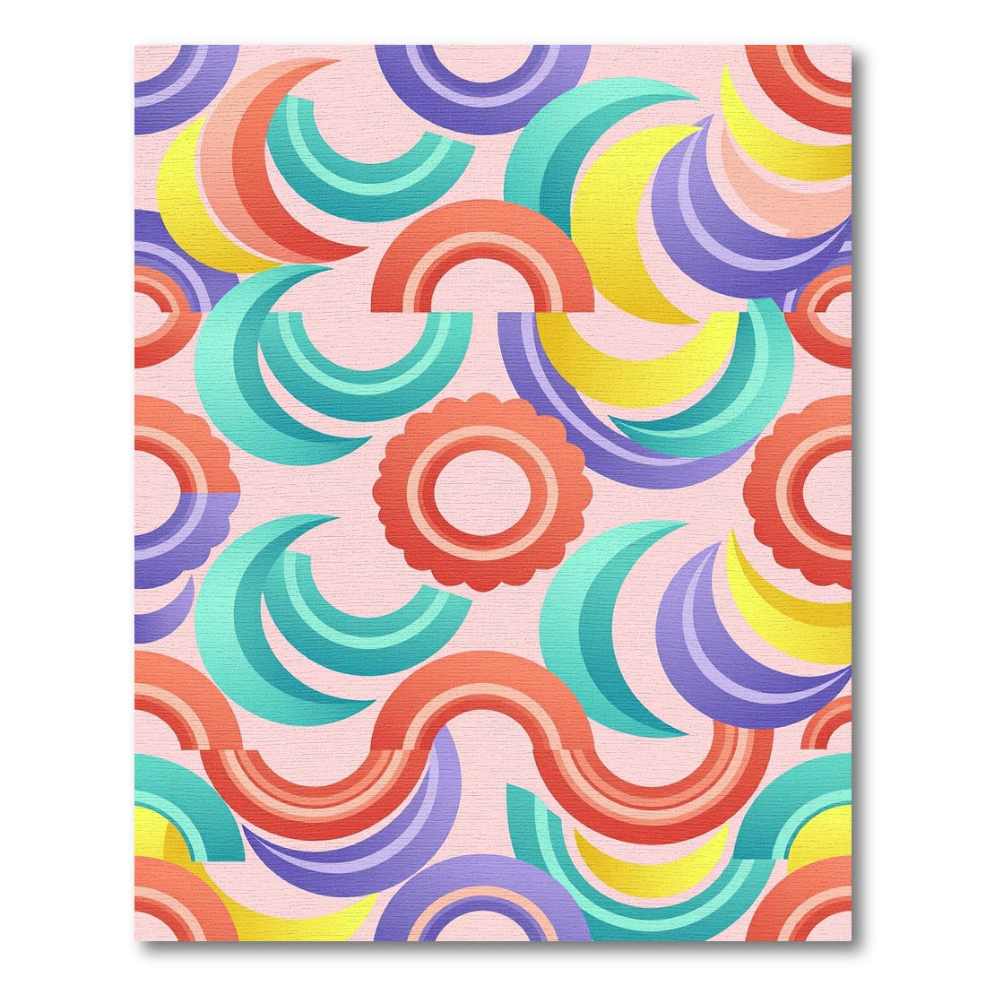 Retro Vibrant Multicolored Geometric Arches Rug