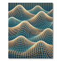 Modern Gold and Teal Wavy Grid Rug
