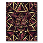 Luxurious Geometric Burgundy and Gold Art Deco Rug
