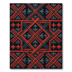 Bold Black Red Geometric Rope Weave Rug