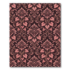 Elegant Dusty Rose Damask Scrolling Vines Rug