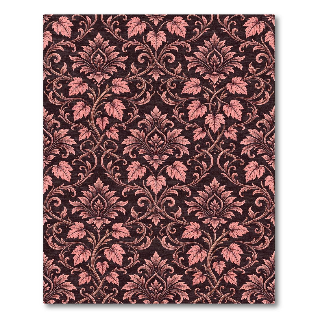 Elegant Dusty Rose Damask Scrolling Vines Rug