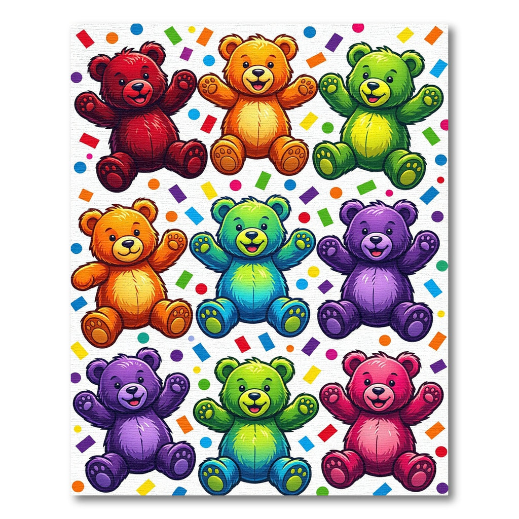 Colorful Rainbow Teddy Bear Confetti Rug
