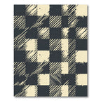 Black Cream Distressed Plaid Squares Rug