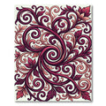 Deep Burgundy Floral Scroll Swirl Rug