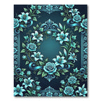 Elegant Teal Floral Frame Garden Rug