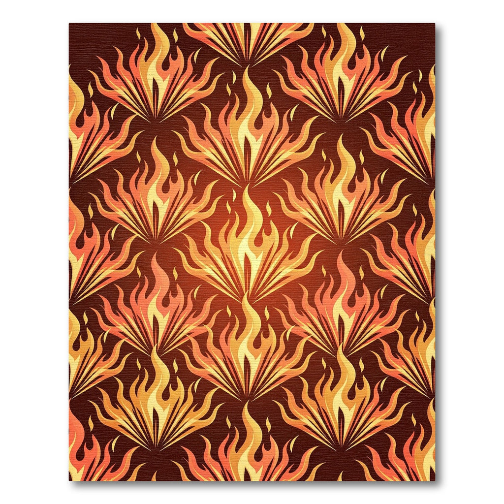 Fiery Fan Flames Warm Radiance Rug