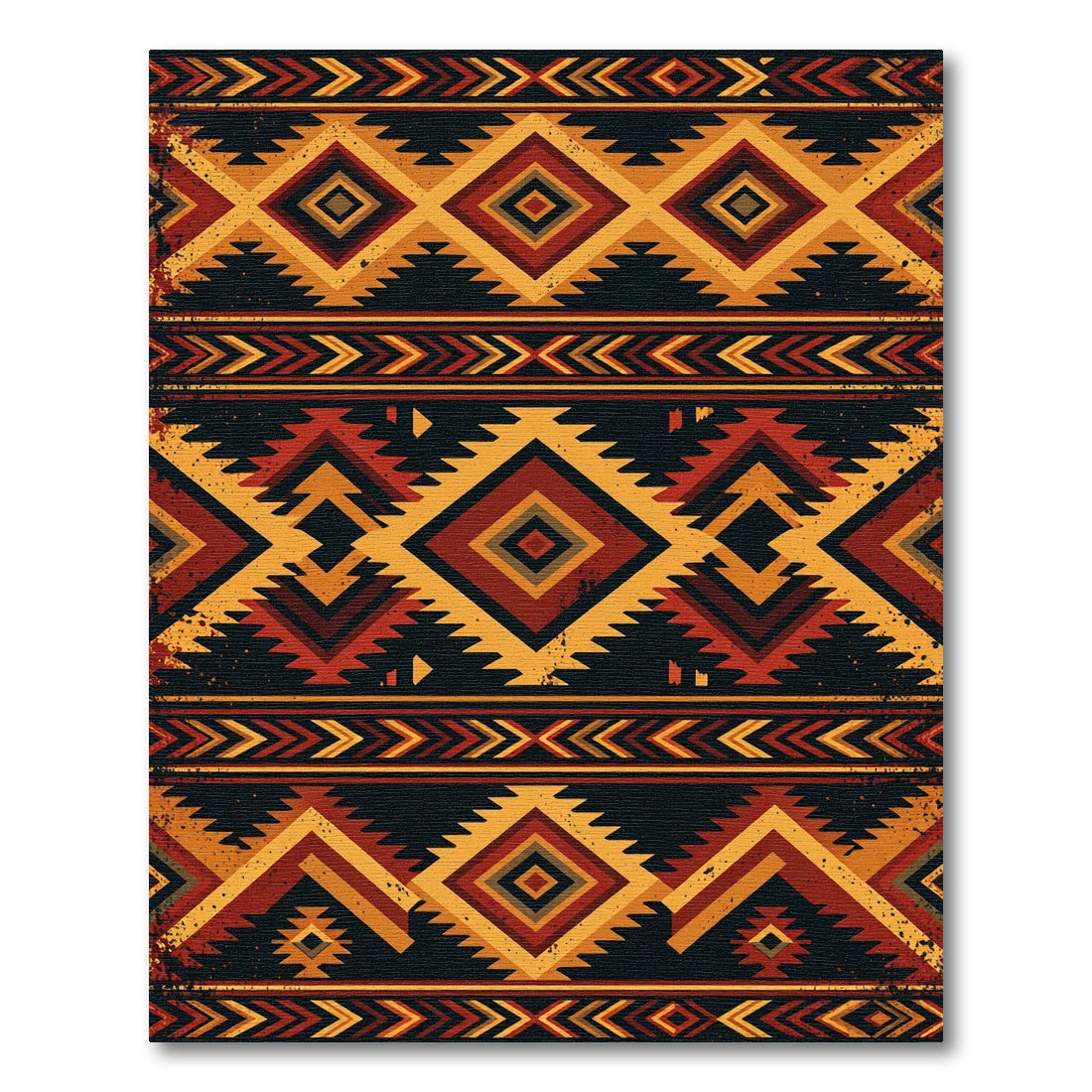 Warm Southwestern Geometric Diamond Rug