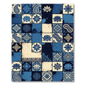 Blue Cream Paisley Lotus Tile Collage Rug