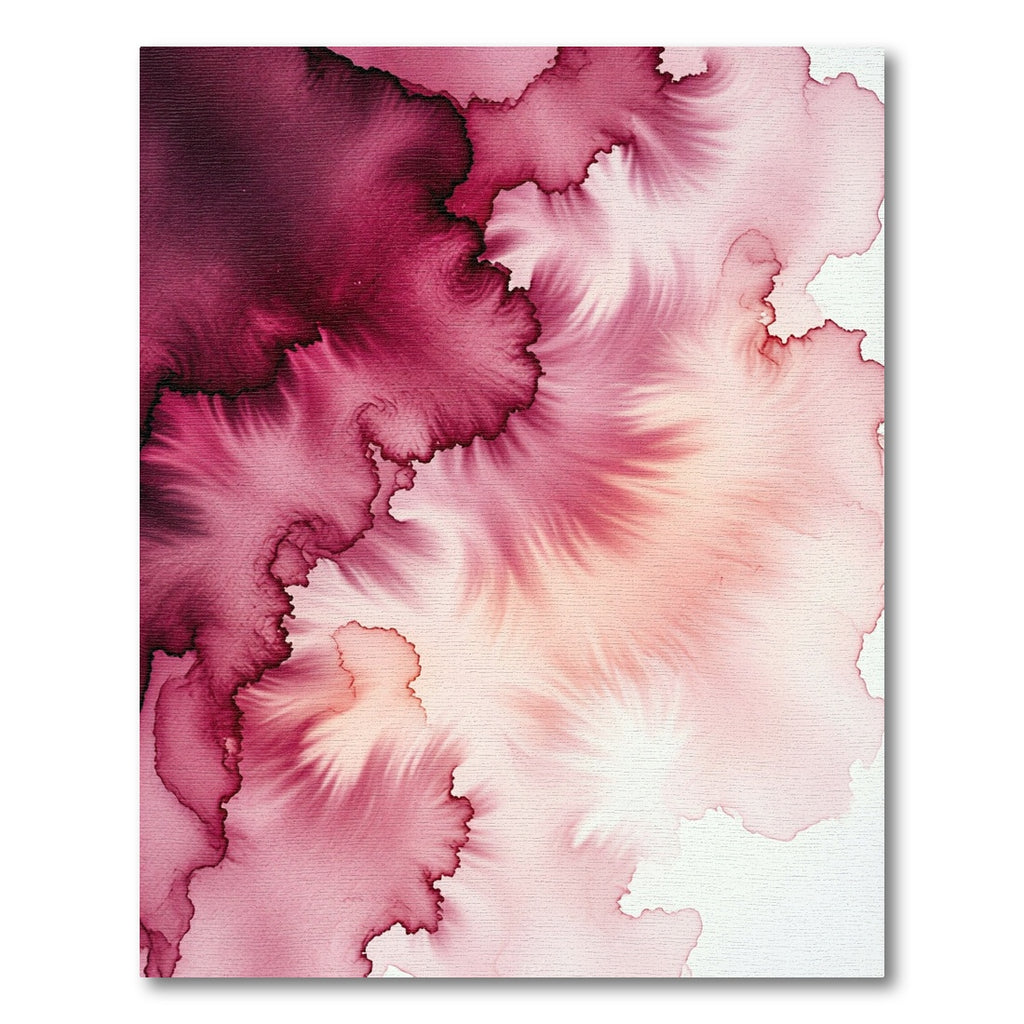 Ethereal Burgundy Ink Wash Abstract Gradient Rug