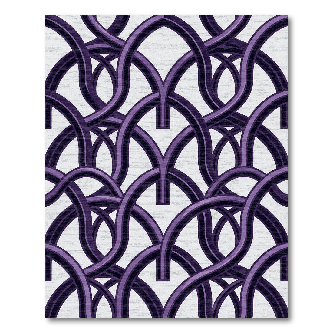 Modern Deep Violet Arched Interlocking Rug