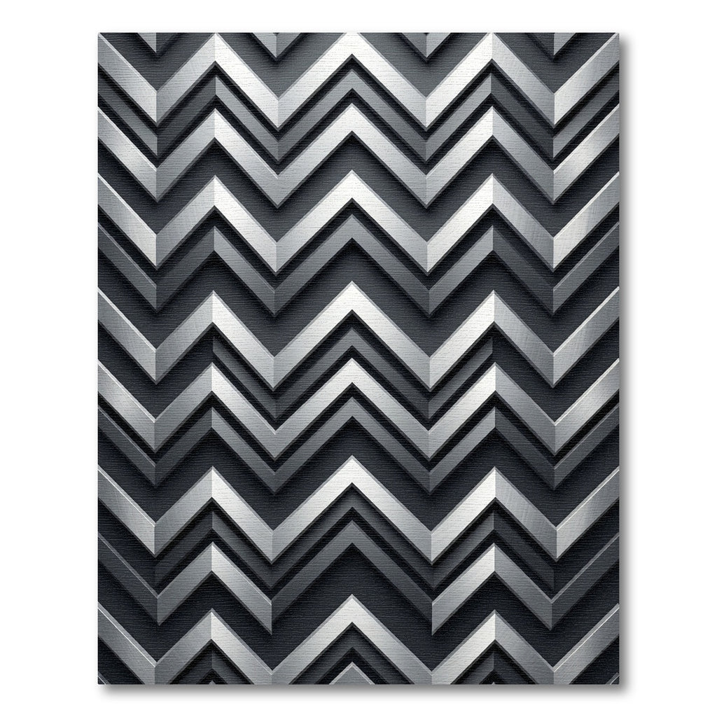 Metallic Silver Chevron Geometric Rug