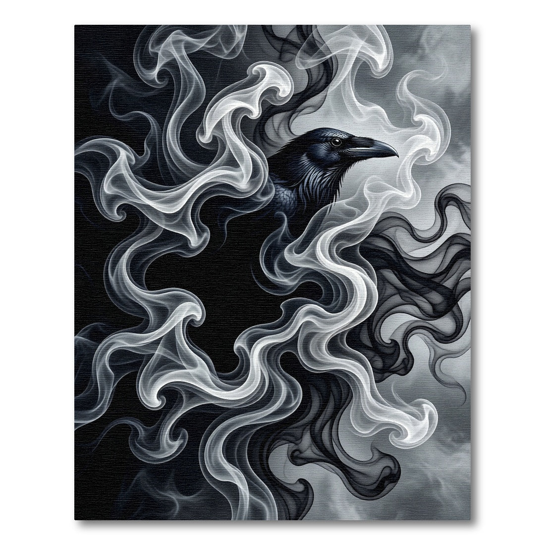 Mystic Raven Swirl Smoke Art Print Rug