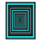 Neon Cyan Geometric Tunnel Illusion Rug