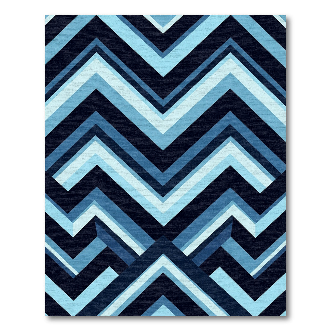 Modern Geometric Blue Chevron Zigzag Rug