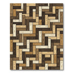 Alternating Wood Plank Mosaic Rug
