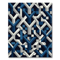 Modern Navy and Silver Geometric Interlace Rug