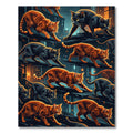 Feline City Night Orange Black Cats Rug