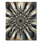 Golden Sunburst Ornate Monochrome Mandala Rug