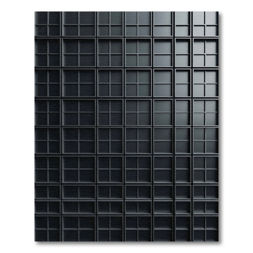 Matte Charcoal Geometric Grid Facade Rug