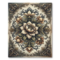 Vintage Neutral Floral Baroque Medallion Rug