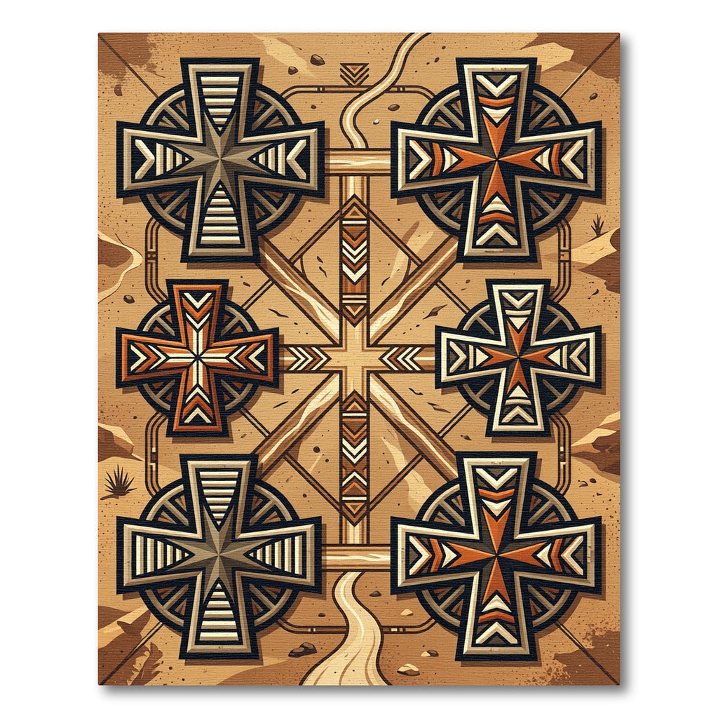 Terracotta Cross Geometric Landscape Rug