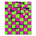Neon Green and Magenta Pixel Grid Rug