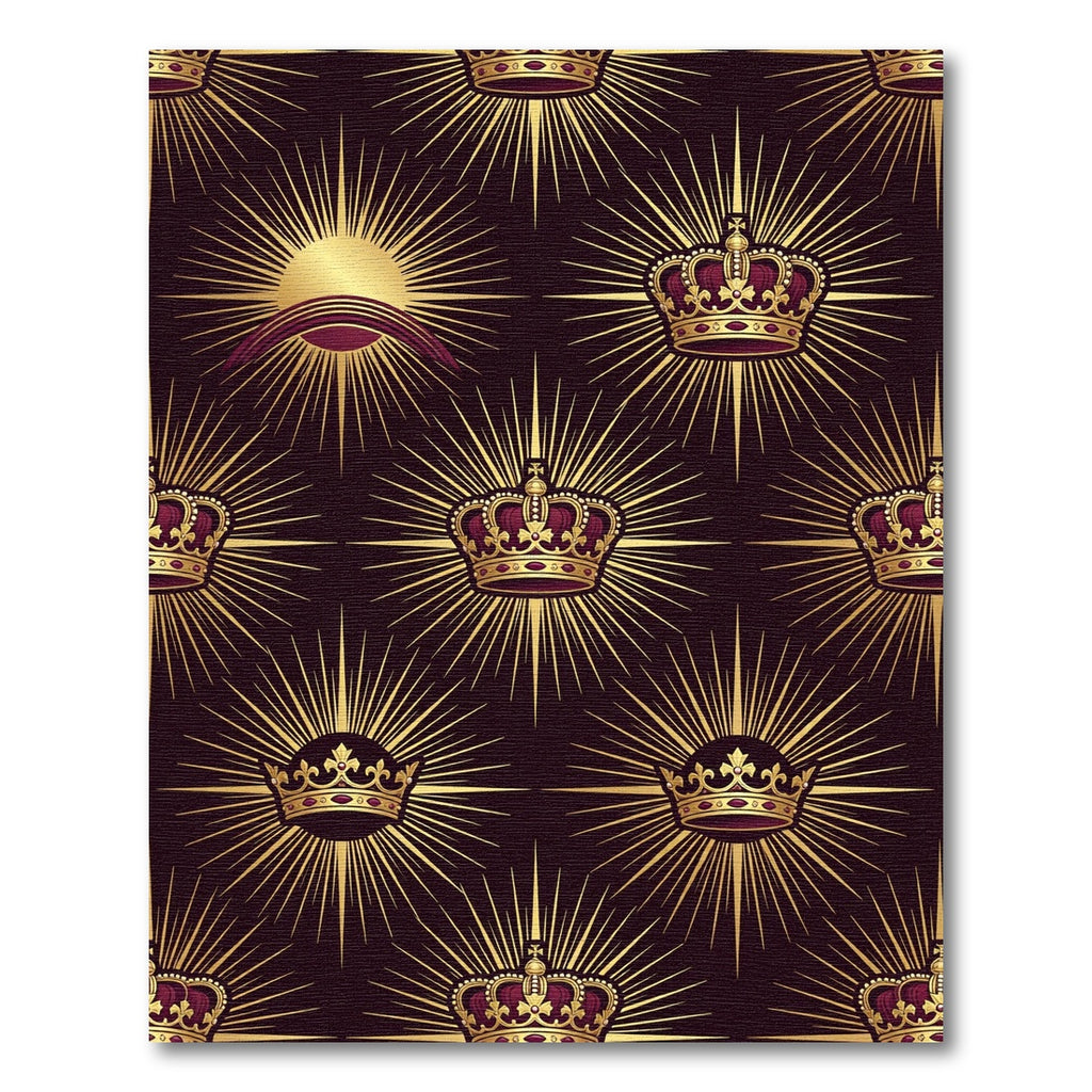 Regal Gold Crown Sunburst Damask Rug