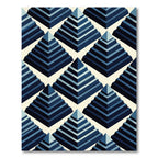 Geometric Blue Tiered Pyramid Rug