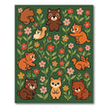 Woodland Creatures Flower Field Rug