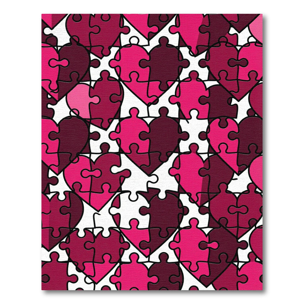 Pink Heart Puzzle Pieces Composition Rug