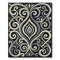 Elegant Monochrome Scrolling Filigree Swirls Rug