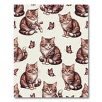 Brown Kitten Butterflies Whimsical Pattern Rug