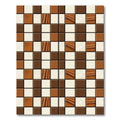Brown Cream Checkerboard Wood Effect Squares Rug