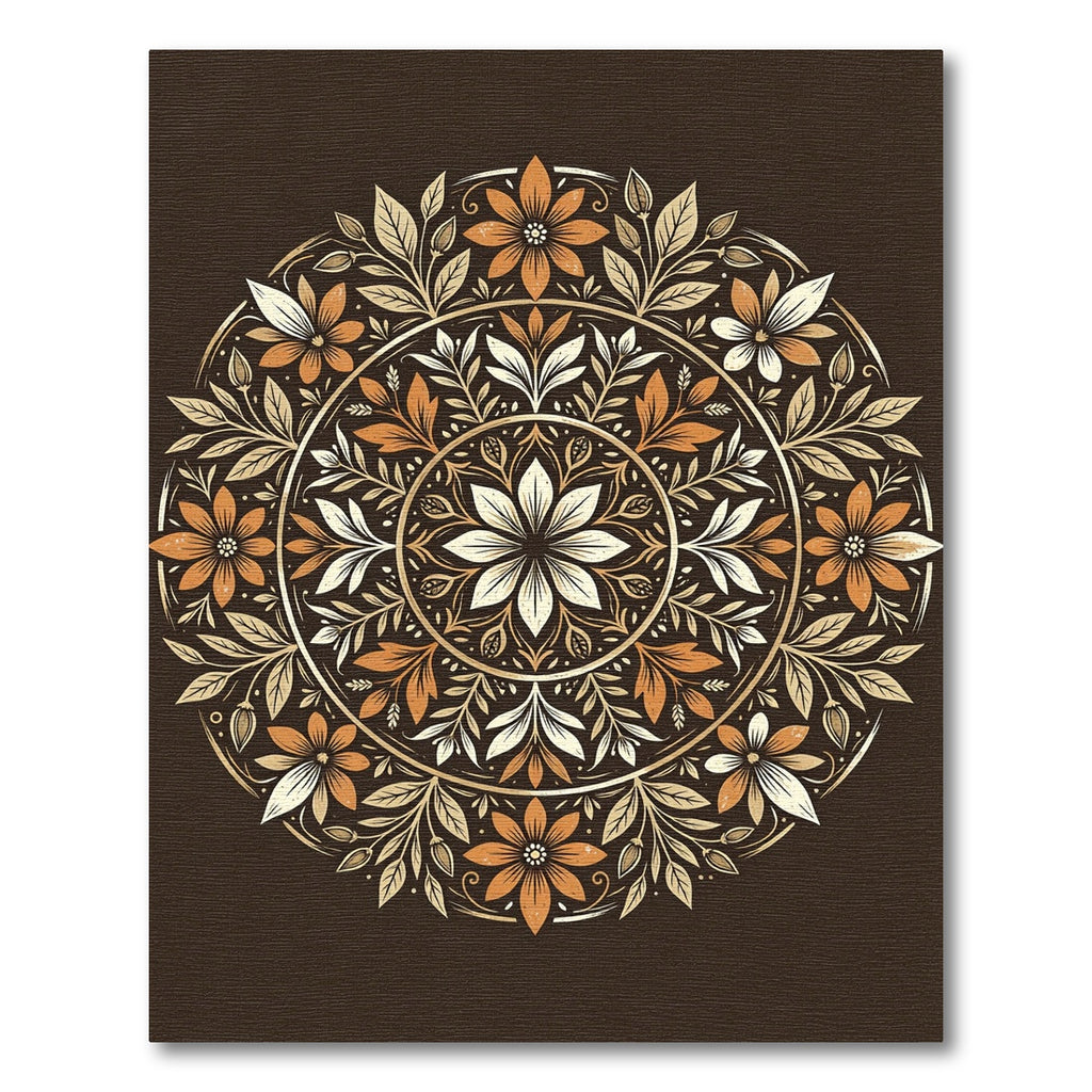 Autumnal Floral Medallion Earth Tone Art Rug