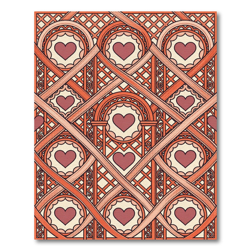 Crimson Heart Medallion Lattice Rug