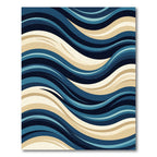 Abstract Navy and Cream Flowing Wave Rug