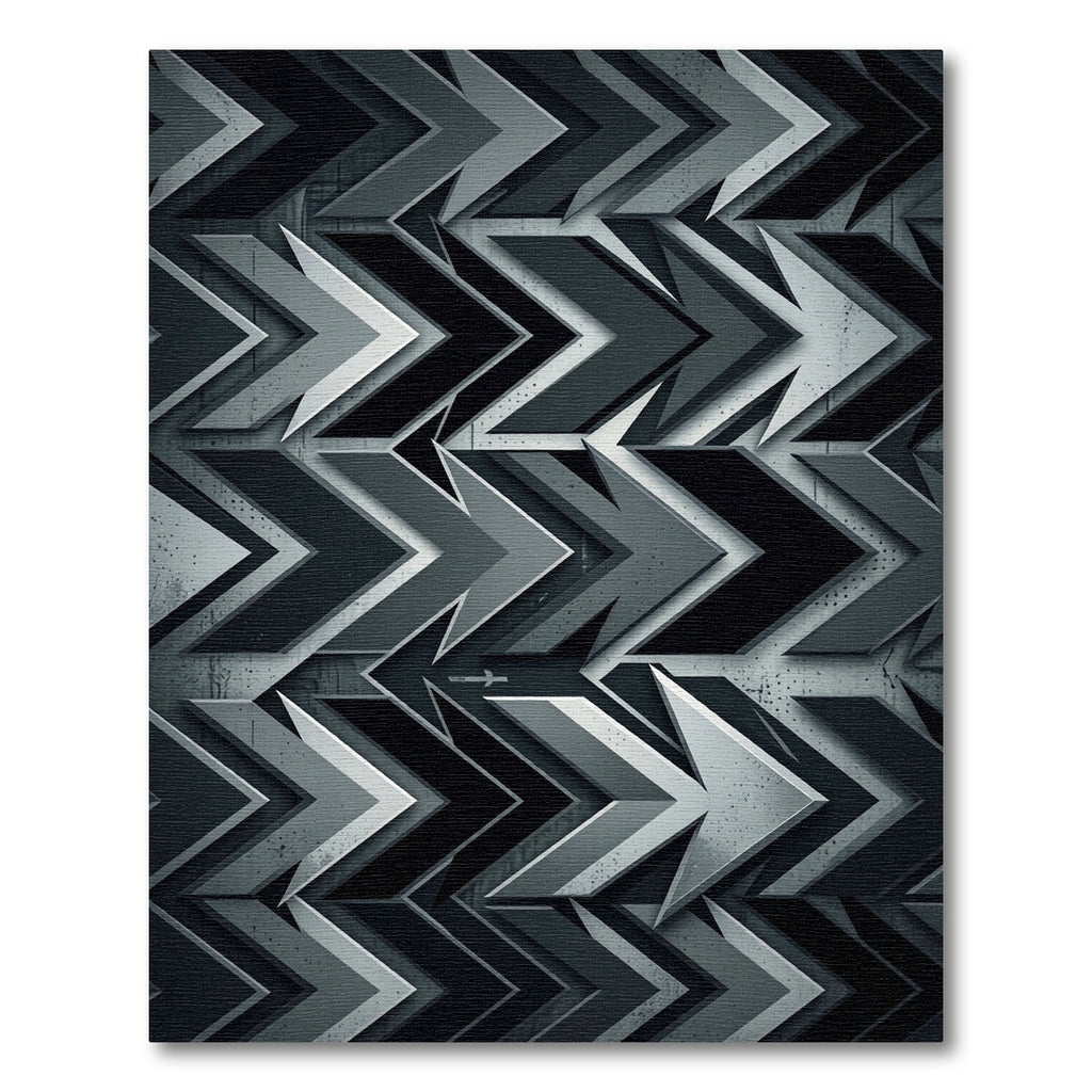 Monochrome Geometric Arrow Industrial Rug