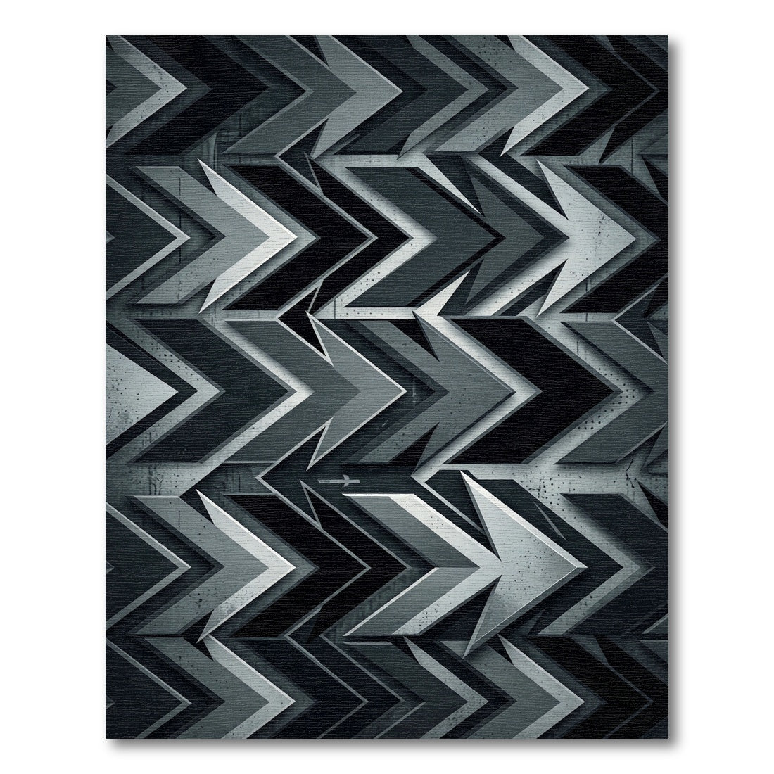 Monochrome Geometric Arrow Industrial Rug