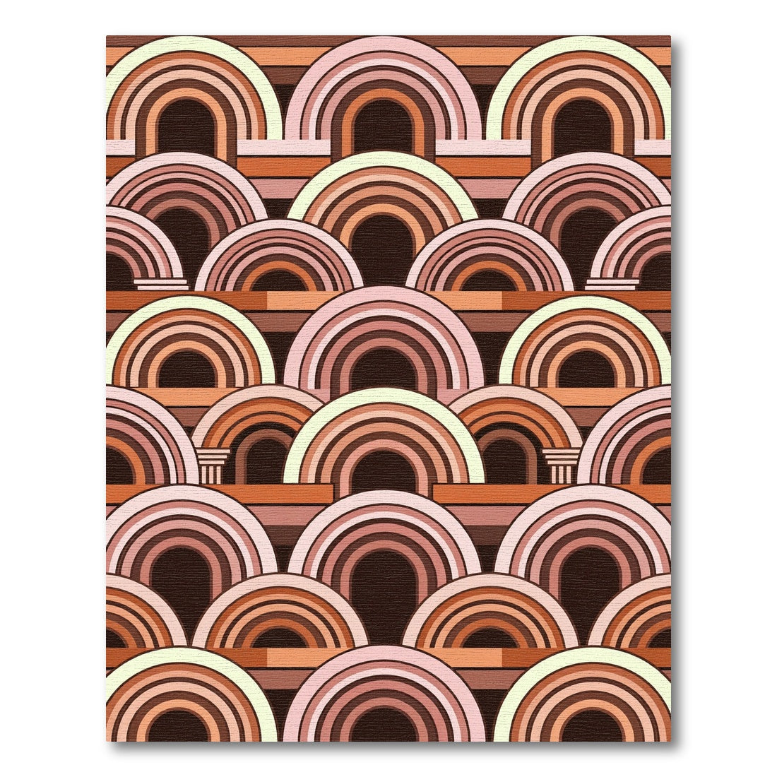 Retro Layered Arch Terracotta Rug