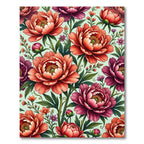 Vibrant Peony Floral Botanical Garden Rug