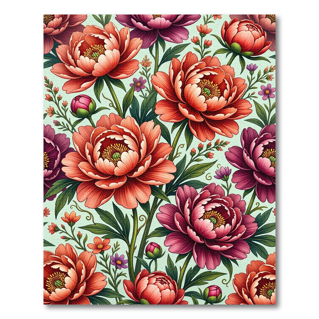 Vibrant Peony Floral Botanical Garden Rug