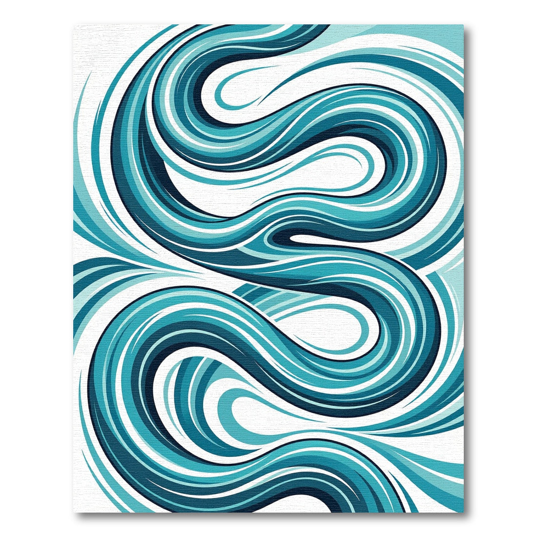 Fluid Teal Abstract Swirl Waves Rug