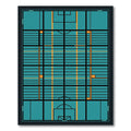 Modern Teal Grid Geometric Floor Art Rug