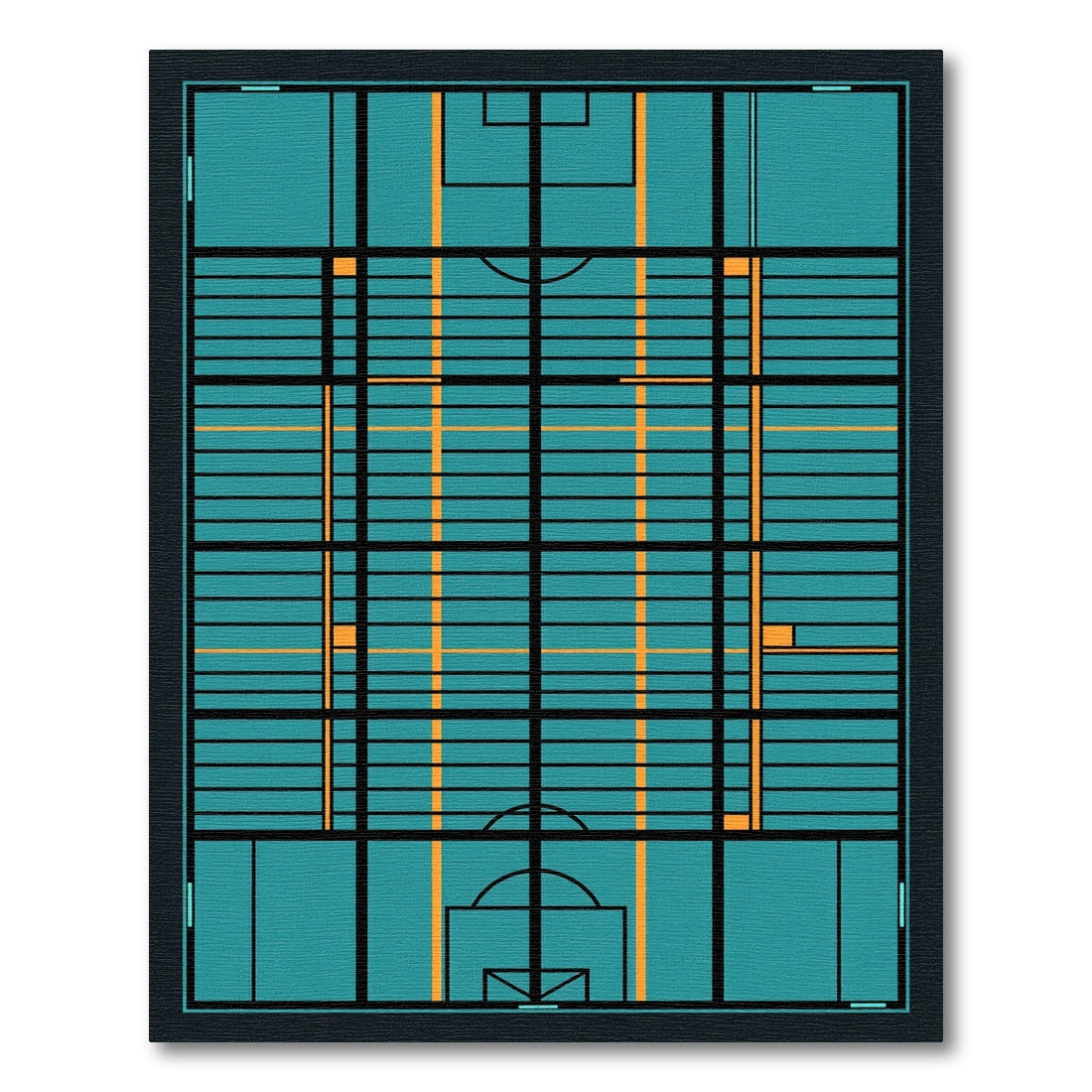 Modern Teal Grid Geometric Floor Art Rug