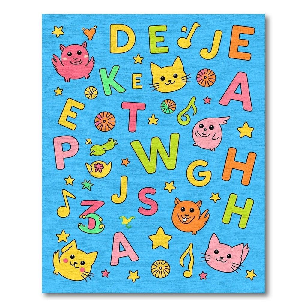 Playful Alphabet Animals and Music Notes Rug
