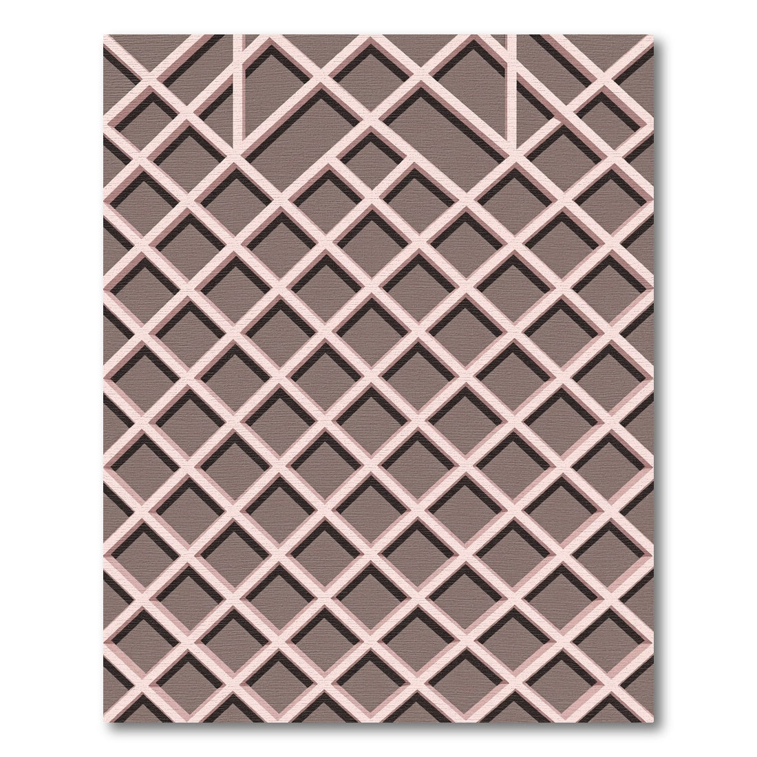 Blush Pink Minimalist Geometric Lattice Rug
