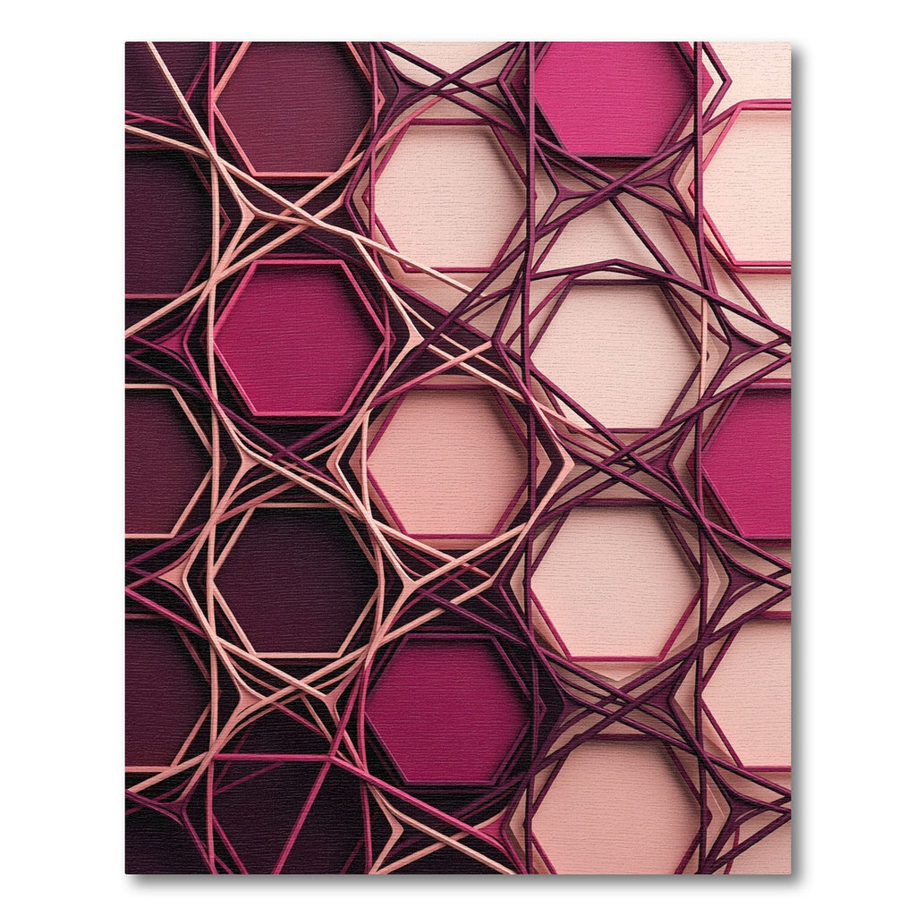 Sophisticated Berry Geometric Hexagon Layers Rug