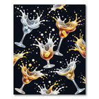 Dynamic Golden Cocktail Splashes Black Backdrop Rug
