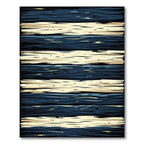 Navy and Cream Horizontal Wood Striped Rug